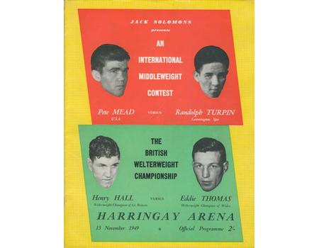 PETE MEAD V RANDOLPH TURPIN 1949 BOXING PROGRAMME