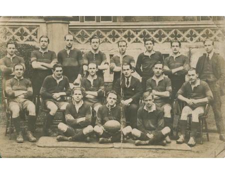 WESTMINSTER COLLEGE 1920S RUGBY TEAM POSTCARD