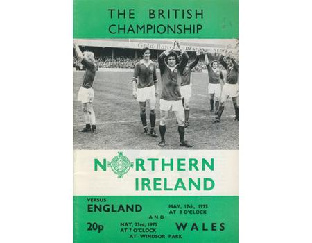 NORTHERN IRELAND V ENGLAND AND WALES 1975 FOOTBALL PROGRAMME