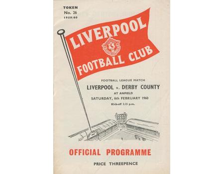 LIVERPOOL V DERBY COUNTY 1959-60 FOOTBALL PROGRAMME