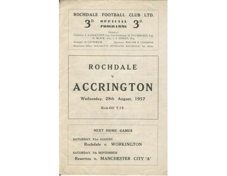 ROCHDALE V ACCRINGTON STANLEY 1957-58 FOOTBALL PROGRAMME