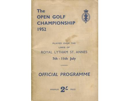 OPEN CHAMPIONSHIP 1952 (ROYAL LYTHAM ST. ANNES) GOLF PROGRAMME