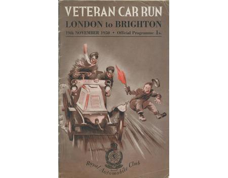 LONDON TO BRIGHTON VETERAN CAR RUN 1950 OFFICIAL PROGRAMME