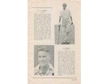 SOUTH AFRICAN CRICKET TOUR 1947: FIXTURES, RECORDS AND PHOTOGRAPHS OF PLAYERS