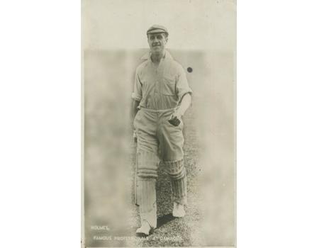 PERCY HOLMES (YORKSHIRE & ENGLAND) SIGNED CRICKET POSTCARD - SIGNED BY 6 YORKSHIRE PLAYERS TO REVERSE