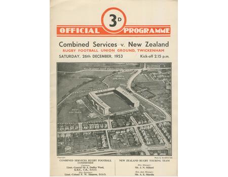 COMBINED SERVICES V NEW ZEALAND 1953 (TWICKENHAM) RUGBY PROGRAMME