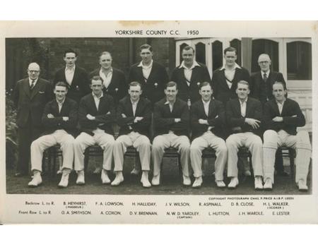 YORKSHIRE 1950 CRICKET POSTCARD