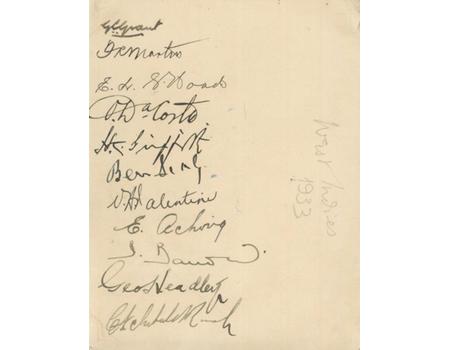 WEST INDIES 1933 (V GLAMORGAN) CRICKET AUTOGRAPHS