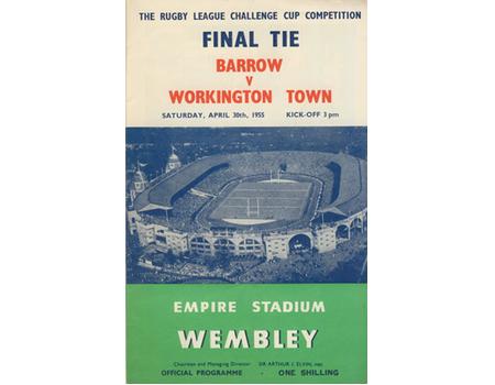 BARROW V WORKINGTON TOWN 1955 (CHALLENGE CUP FINAL) RUGBY LEAGUE PROGRAMME