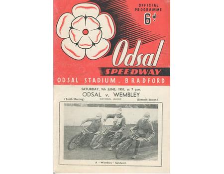 ODSAL V WEMBLEY 1951 SPEEDWAY PROGRAMME