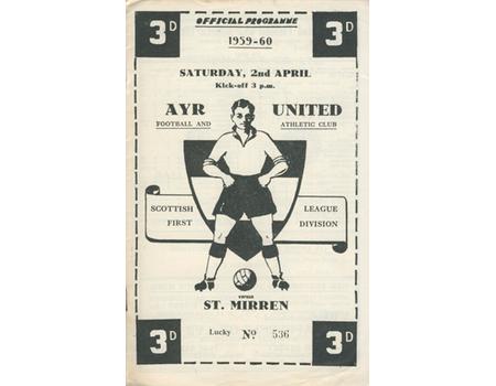 AYR UNITED V ST. MIRREN 1959-60 FOOTBALL PROGRAMME