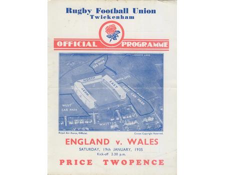 ENGLAND V WALES 1935 RUGBY PROGRAMME