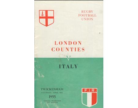 LONDON COUNTIES V ITALY 1955 (TWICKENHAM) RUGBY PROGRAMME