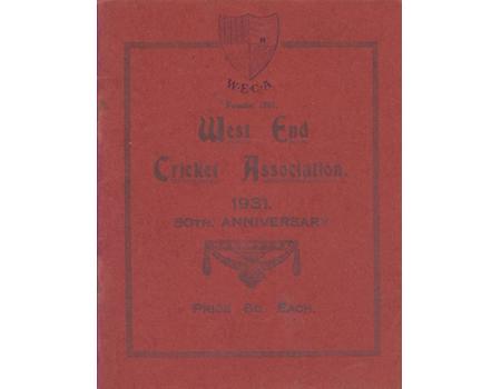 WEST END CRICKET ASSOCIATION ANNUAL 1931 (50TH ANNIVERSARY) - INCLUDING SELFRIDGE, BURBERRY ETC.