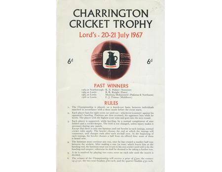 CHARRINGTON CRICKET TROPHY 1967 PROGRAMME - WON BY SOBERS