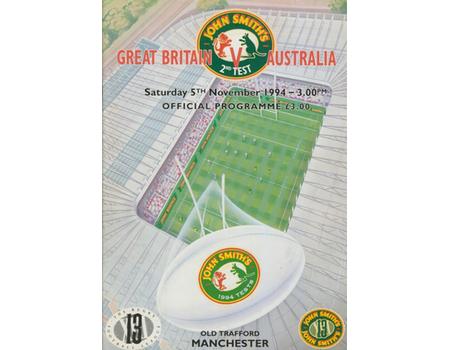 GREAT BRITAIN V AUSTRALIA 1994 (2ND TEST) RUGBY LEAGUE PROGRAMME