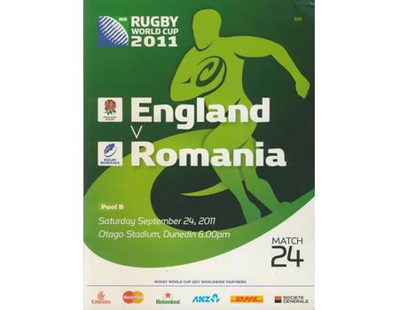 ENGLAND V ROMANIA 2011 RUGBY WORLD CUP PROGRAMME