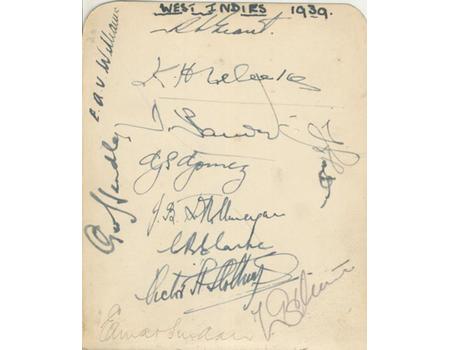 WEST INDIES 1939 SIGNED ALBUM PAGE