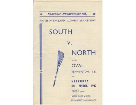 SOUTH V NORTH 1947 (THE OVAL) LACROSSE PROGRAMME