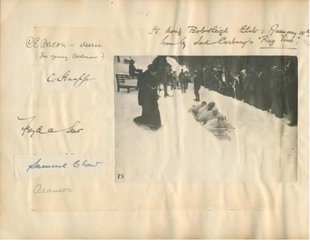 ST MORITZ BOBSLEIGH CLUB 1912 PHOTOGRAPH AND AUTOGRAPHS