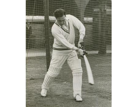 DENIS COMPTON 1956 (BATTING IN THE NETS) CRICKET PHOTOGRAPH