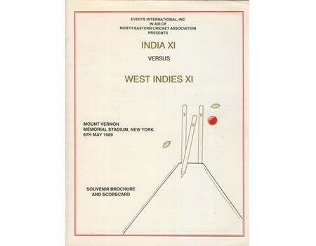 INDIA XI V WEST INDIES XI 1989 (NEW YORK) CRICKET PROGRAMME