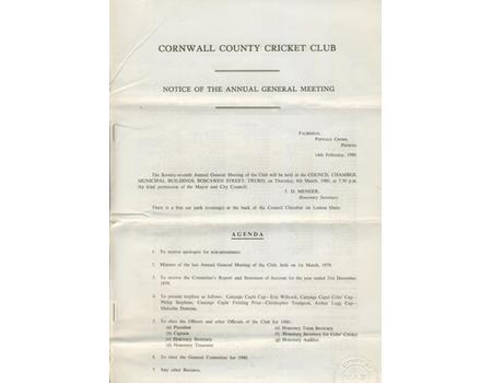 CORNWALL COUNTY CRICKET CLUB 1979 COMMITTEE REPORT