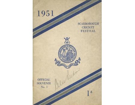 SCARBOROUGH CRICKET FESTIVAL 1951 OFFICIAL SOUVENIR - SIGNED BY ALEC BEDSER