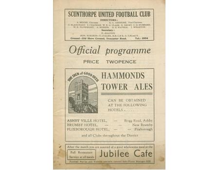 SCUNTHORPE UNITED V TOTTENHAM HOTSPUR 1951-52 (FA CUP) FOOTBALL PROGRAMME