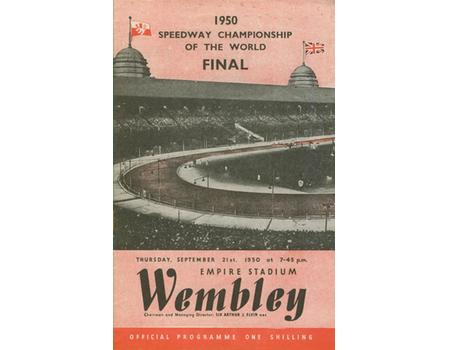 SPEEDWAY CHAMPIONSHIP OF THE WORLD 1950 - FINAL PROGRAMME