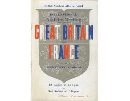 GREAT BRITAIN V FRANCE 1953 ATHLETICS PROGRAMME