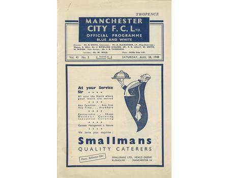 MANCHESTER CITY V STOKE CITY 1948-49 FOOTBALL PROGRAMME