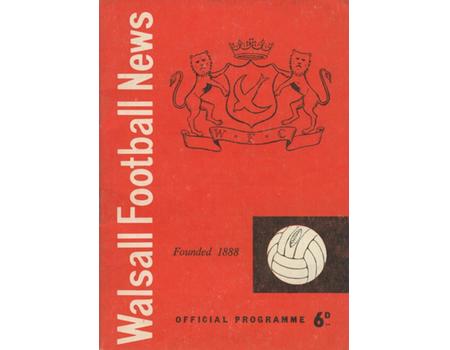WALSALL V BARROW 1959-60 FOOTBALL PROGRAMME