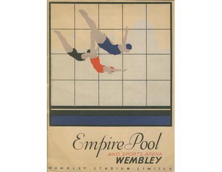 WEMBLEY EMPIRE POOL AND SPORTS ARENA 1934 FORMAL OPENING PROGRAMME