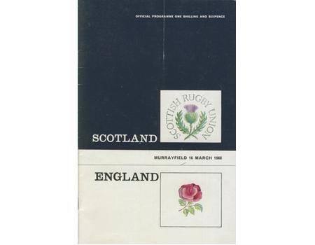 SCOTLAND V ENGLAND 1968 RUGBY PROGRAMME
