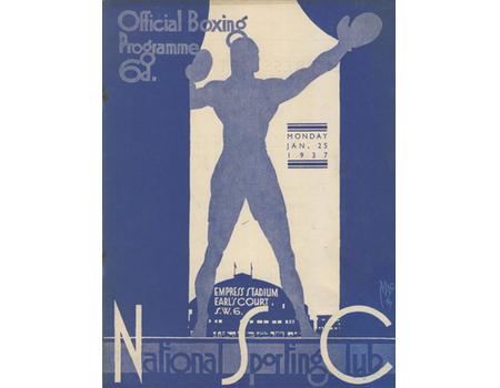 NATIONAL SPORTING CLUB 1937 BOXING PROGRAMME (EMPRESS STADIUM, EARL