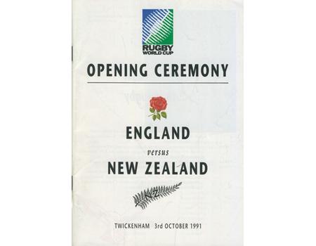1991 RUGBY WORLD CUP OPENING CEREMONY PROGRAMME - ENGLAND V NEW ZEALAND