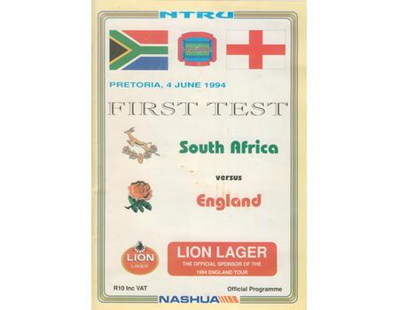 SOUTH AFRICA V ENGLAND 1994 (FIRST TEST) RUGBY PROGRAMME