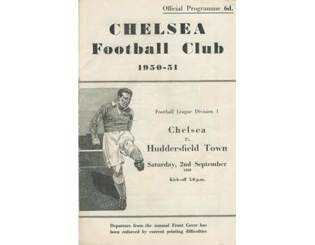 CHELSEA V HUDDERSFIELD TOWN 1950-51 FOOTBALL PROGRAMME
