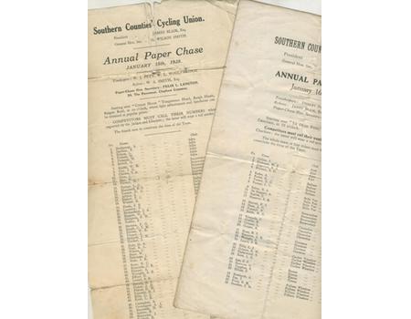 SOUTHERN COUNTIES CYCLING UNION ANNUAL PAPER CHASE 1927 AND 1928 