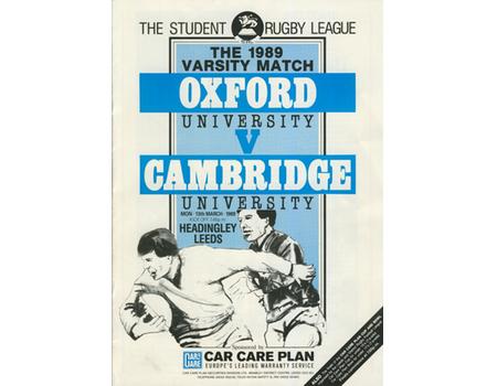 OXFORD UNIVERSITY V CAMBRIDGE UNIVERSITY 1989 (VARSITY MATCH) RUGBY LEAGUE PROGRAMME