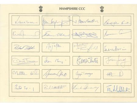 HAMPSHIRE COUNTY CRICKET CLUB EX-PLAYERS REUNION 1995 AUTOGRAPH SHEETS - SIGNED BY 51