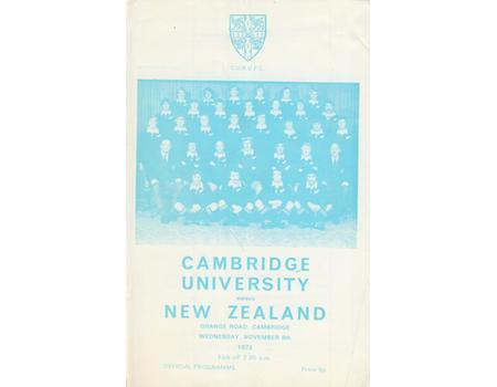 CAMBRIDGE UNIVERSITY V NEW ZEALAND 1972-73 RUGBY PROGRAMME