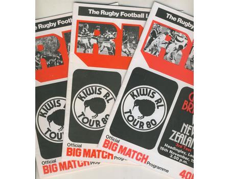 GREAT BRITAIN V NEW ZEALAND 1980 RUGBY LEAGUE PROGRAMMES (3 TESTS)