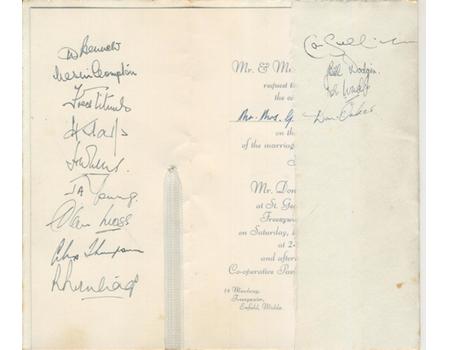 DON BENNETT (MIDDLESEX & ARSENAL) 1955 WEDDING INVITATION - MULTI SIGNED