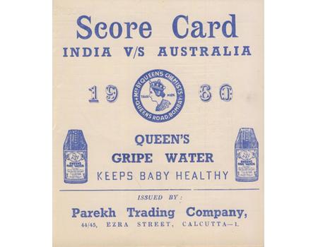 INDIA V AUSTRALIA 1959-60 (5TH TEST) CRICKET SCORECARD