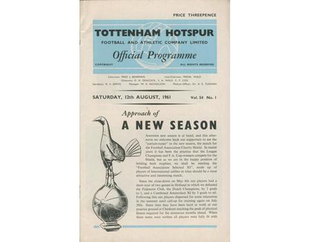 TOTTENHAM HOTSPUR V F.A. SELECTED XI 1961 (CHARITY SHIELD) FOOTBALL PROGRAMME