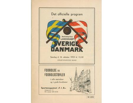 SWEDEN V DENMARK 1955 FOOTBALL PROGRAMME