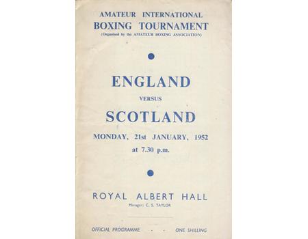 ENGLAND V SCOTLAND 1952 AMATEUR BOXING TOURNAMENT PROGRAMME