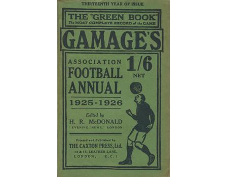 GAMAGES ASSOCIATION FOOTBALL ANNUAL 1925-26